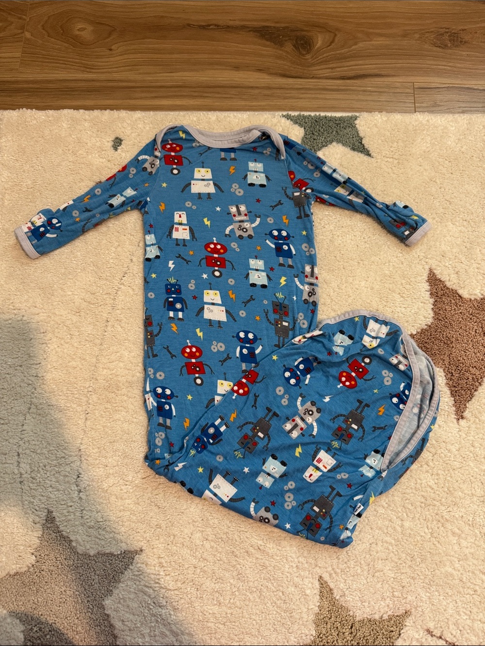 Little Sleepies Blue Robot Print Kids Pajama Gown